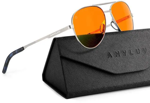 Main image of ANYLUV Blue Light Blocking Glasses Men, Pilot Style Computer Gaming Glasses Lightweight Metal Frame & Comfortable Nose Pad