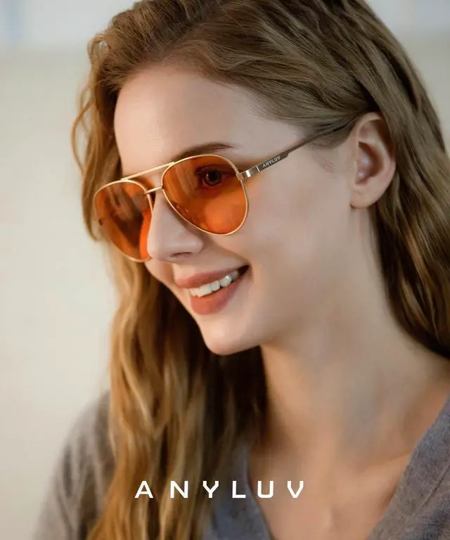 Alt view image 2 of 5 - ANYLUV Blue Light Blocking Glasses Men, Pilot Style Computer Gaming Glasses Lightweight Metal Frame & Comfortable Nose Pad