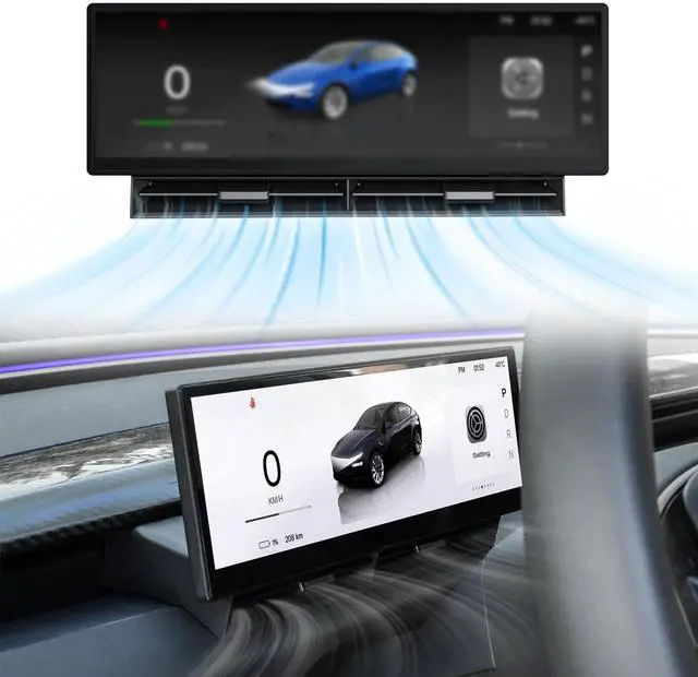 Main image of Tlyard Head Up Display for Tesla, 10.88 Inch Touchscreen HUD Carplay for Model 3/3 Highland & Model Y/Y Juniper Smart Instrument Cluster with Camera Adjustable Air Outlet(Highland)