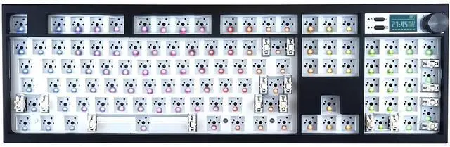 Main image of GMK104 Barebones Keyboard Kit with Screen&Knob,QMK/VIA Programmable BT5.0/2.4GHz/Type-C Tri-Mode Gasket Mounted Hot Swap RGB Backlit Full Size Custom PCB Kit DIY Mechanical Keyboard for Win/Mac(Black)