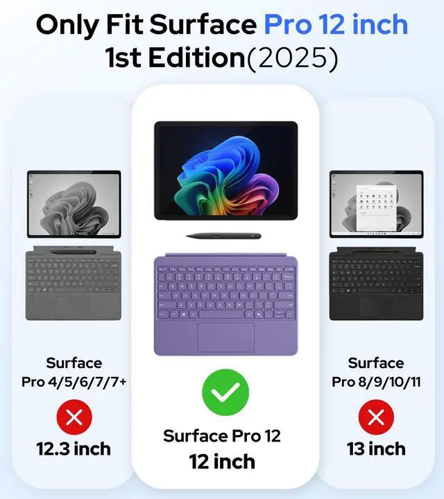 Alt view image 2 of 5 - BRAECNstock Case for Microsoft Surface Pro 12 inch 1st Edition 2025, Rugged Protective with Rotating Hand Strap & Stand, Shoulder Strap, Pencil Holder, Compatible with Type Cover Keyboard, Black