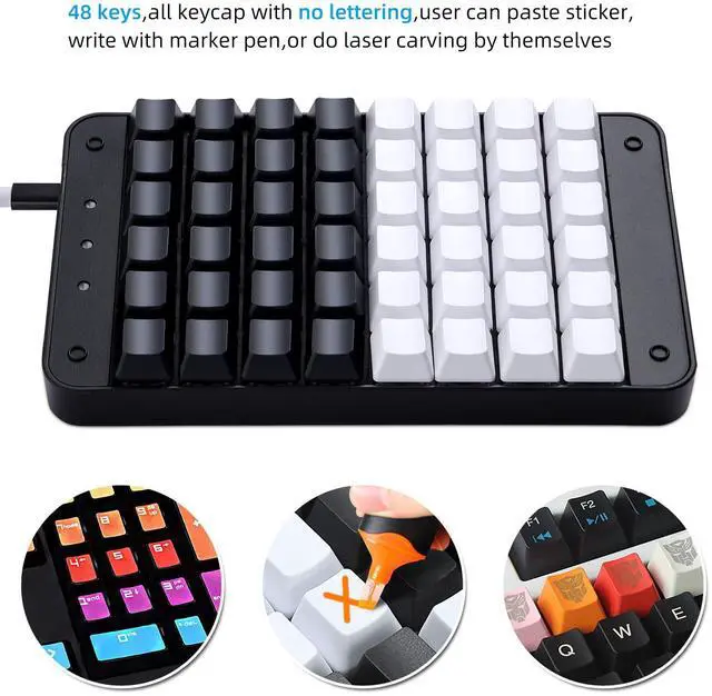 Alt view image 5 of 5 - Koolertron One Handed Mechanical Gaming Keyboard, 48 Keys Fully Programmable Mini USB Macro Keyboard with Red Switch, for Gamers/Designers/Video Editor