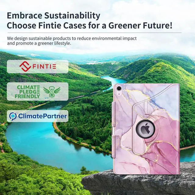 Alt view image 2 of 5 - Fintie Rotating Case for iPad Air 13-inch (M3) 2025, (M2) 2024-360 Degree Swiveling Protective Stand Cover with Pencil Holder, Auto Wake/Sleep, Dreamy Marble