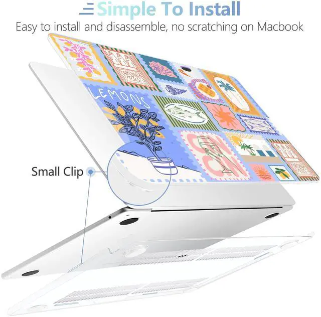 Alt view image 5 of 5 - MEEgoodo for M4/M3/M2 MacBook Air 13.6 inch Case 2025 2024 2022(Fit Model A3240/A3113/A2681), Clear Laptop Shell Cases for MacBook Air 13-inch, Summer Stamps