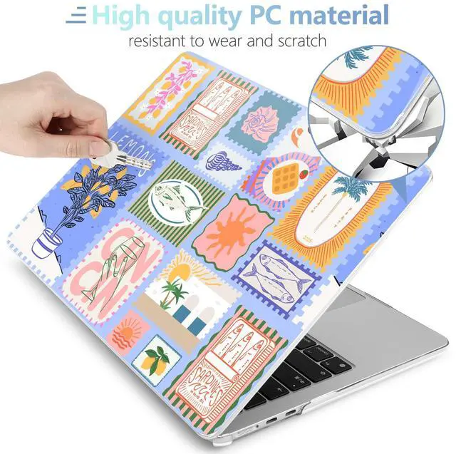 Alt view image 4 of 5 - MEEgoodo for M4/M3/M2 MacBook Air 13.6 inch Case 2025 2024 2022(Fit Model A3240/A3113/A2681), Clear Laptop Shell Cases for MacBook Air 13-inch, Summer Stamps