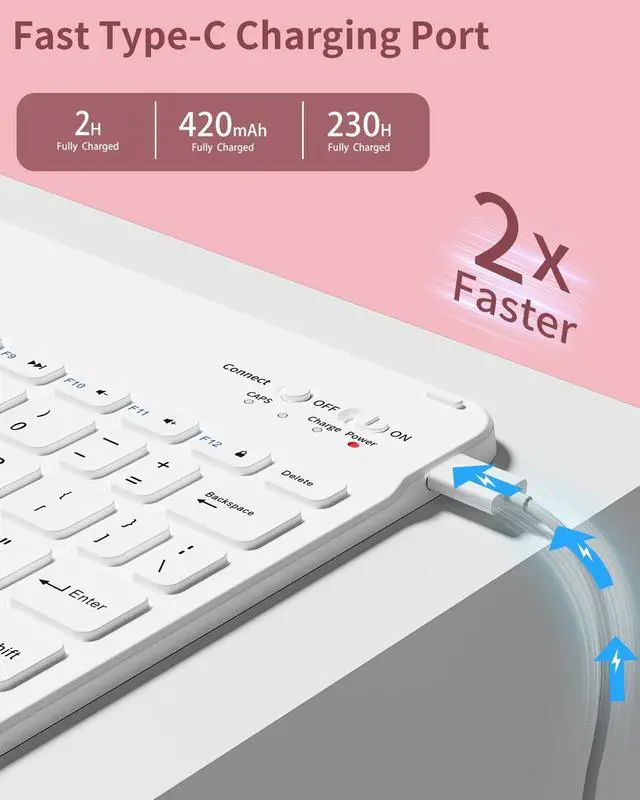 Alt view image 5 of 5 - SQBEBS Case with Keyboard for iPad Air 11 inch M3/M2 (2025/2024), iPad Air 5th/4th Generation 10.9 inch (2022/2020), Detachable Bluetooth Keyboard, Stand Folio Cover with Pencil Holder, Light Pink