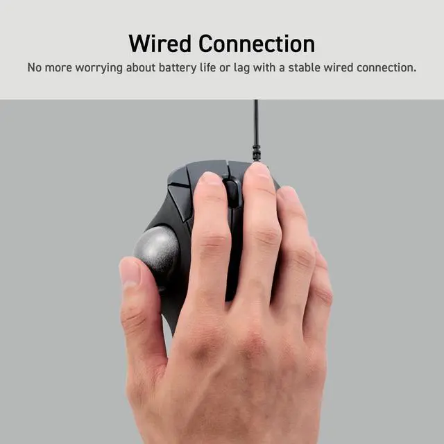 Alt view image 5 of 5 - ELECOM Ergonomic Comfort Design Trackball IST Wired USB-A Connection, Super Smooth Tracking with Roller Ball Bearing, 36mm Ball, Thumb Control, Compatible for Windows, PC, and Mac Black (M-IT11URBK)