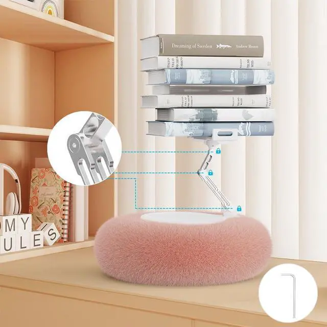 Alt view image 4 of 5 - KABCON Pillow Tablet Stand for Kindle,360°Adjustable Aluminum Pole Phone Holder with Soft Plush Fabric for 4.7"-13" Phones/Tablets,iPad Pro Mini Air 12.9,iPhone Pro Max,Samsung Galaxy,LG,Kindle-Pink