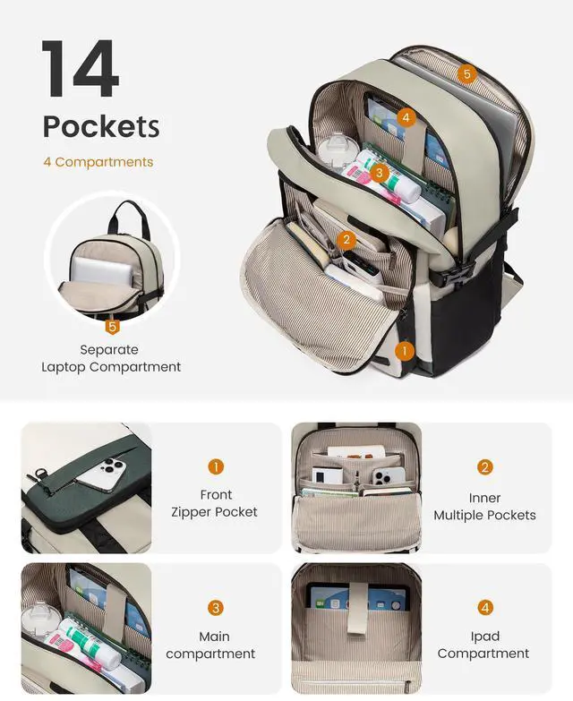 Alt view image 3 of 5 - LOVEVOOK Laptop Backpack for Women, 15.6 Inch Computer Backpack Purse, Casual Daypack Carry-On Personal Item Travel Bag, College Bookbook for Teen Girls Students Back to School