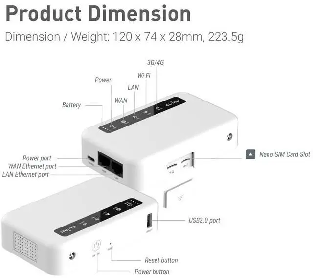 Alt view image 5 of 5 - GL.iNetGL-XE300(Puli) 4GLTEMobileSmartVPNRouter|PortableWiFiWirelessTravel Hotspot,SupportATT,T-Mobile,Router/AccessPoint/Extender/WDSMode,OpenWrt, 5000mAhBattery,OpenVPNClient (EC25-AF)