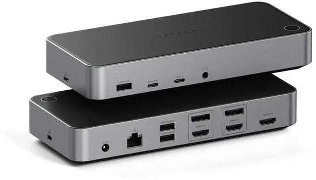 Main image of Satechi 13 in 1 Triple 4K USB C Docking Station, 100W Charging, 2 DP, 3 HDMI, 2 USB C, 3 USB-A, Gigabit Ethernet, and Audio Jack for Mac/Windows, MacBook Air/Pro M5/M4, DisplayLink Required