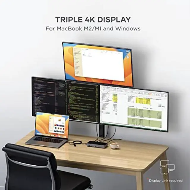 Alt view image 3 of 5 - Satechi 13 in 1 Triple 4K USB C Docking Station, 100W Charging, 2 DP, 3 HDMI, 2 USB C, 3 USB-A, Gigabit Ethernet, and Audio Jack for Mac/Windows, MacBook Air/Pro M5/M4, DisplayLink Required