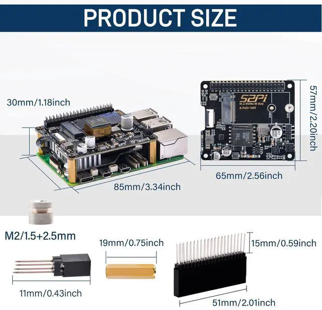 Alt view image 4 of 5 - GeeekPi P31 M.2 NVME M-Key PoE+ HAT with Official Active Cooler for Raspberry Pi 5, Support M.2 NVMe SSD 2230 2242
