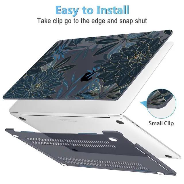 Alt view image 3 of 5 - Mektron for MacBook Pro 13-inch Case 2022 2021 2020 Release A2338 M2 M1 A2289 A2251, Printed Plastic Hard Shell Cover for New MacBook Pro 13.3-inch Touch Bar Fits Touch ID, Dahlia Flower C035