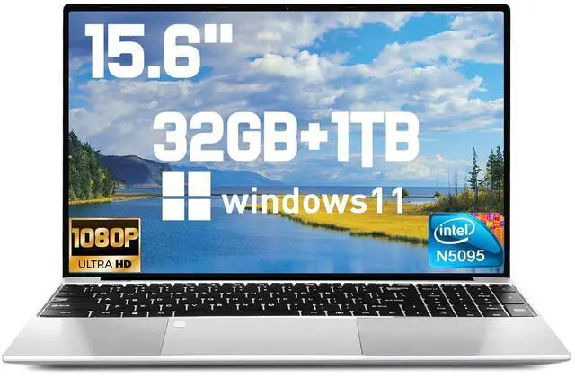 Main image of 2025 Latest 15.6'' Laptop Compatible with Windows 11, 1TB SSD 32GB Dual-Channel RAM, Quad-Core Processor(Max 2.9GHz), 1080p FHD Display, Backlit Keyboard, Fingerprint, Webcam, Mini-HDMI, WiFi5, BT5