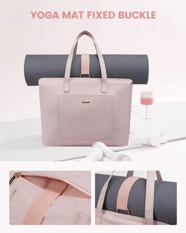 Alt view image 2 of 5 - LOVEVOOK Tote Bag for Women, Work Tote with Laptop Compartment for Nurse Travel Commuter, Gym Tote Purse with Yoga Mat Strap