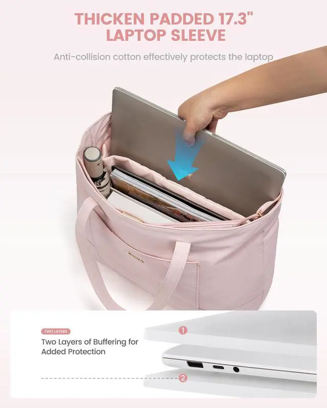 Alt view image 3 of 5 - LOVEVOOK Tote Bag for Women, Work Tote with Laptop Compartment for Nurse Travel Commuter, Gym Tote Purse with Yoga Mat Strap