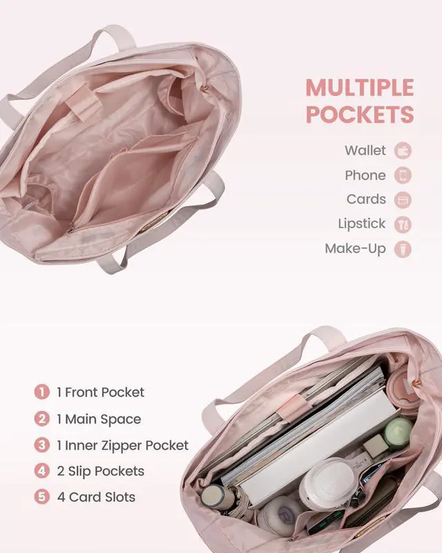 Alt view image 4 of 5 - LOVEVOOK Tote Bag for Women, Work Tote with Laptop Compartment for Nurse Travel Commuter, Gym Tote Purse with Yoga Mat Strap