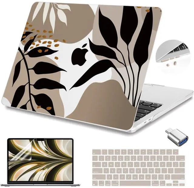 Main image of Teryeefi for MacBook Air 13.6 inch Case M2 M3 2022 2023 2024 A2681 A3113, Plastic Hard Shell with Screen Protector & Keyboard Cover & USB 3.0 Adapter for MacBook Air 13 inch, Abstract Tropical Leaves