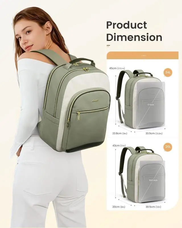 Alt view image 5 of 5 - LOVEVOOK Laptop Backpack for Women, 15.6 Inch Work Business Backpack Purse for Teacher, Waterproof Nurse Bag College Bookbag for School, Casual Personal Item Travel Bag College Daypack