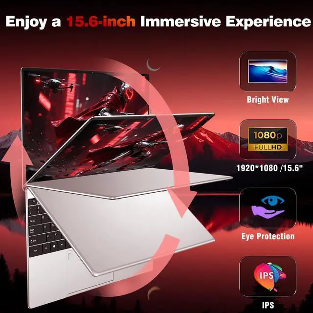 Alt view image 5 of 5 - NAIKLULU Gaming Laptop Computer, Lap Top PC 2025 Win 11 pro, 16GB RAM 1TB SSD, Ryzen 5 7430U (up to 4.3Ghz, Beat 5700U), Backlit Keyboard, IPS 1920 * 1080 FHD Display, WiFi 5, BT5.0, Fingerprint