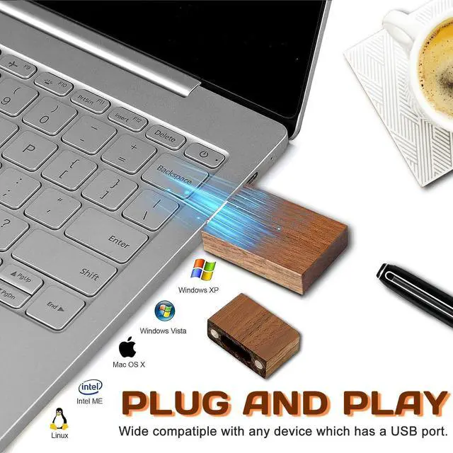 Alt view image 4 of 5 - 16GB USB 3.0 Wood Flash Drives 5 Pack, FEWINA Rectangle Walnut Wooden USB Drive 16G USB3.0 Thumb Drive Memory Stick Jump Drive for Backup Picturs/Videos Ideal Gift (5PCS / Walnut)