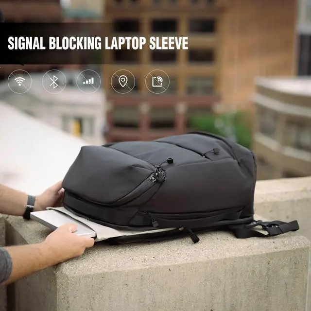 Alt view image 3 of 5 - Large Faraday Backpack | Signal-Blocking, Anti-Tracking, Premium Cordura, Water-Resistant, Laptops, 35L Bag, Data Security for Phones, Laptops, Tablets, Passports, and more, Carry-On Luggage