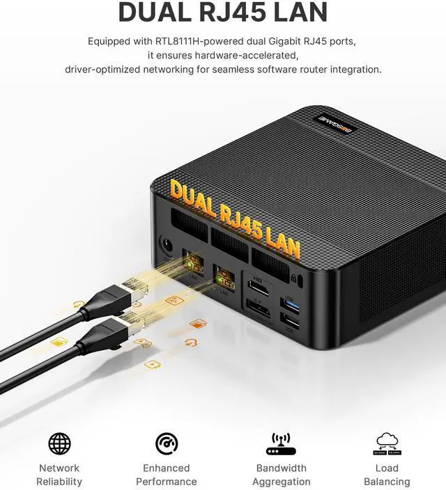 Alt view image 5 of 5 - BOSGAME P6 Ryzen 9 6900HX Mini Desktop PC, 32GB LPDDR5 6400MHz, 1TB NVme 2280 SSD(Dual SSD Slot), Dual LAN, WI-FI 6E, BT 5.3, Office, Gaming Desktop, Zoom, Gaming Computers