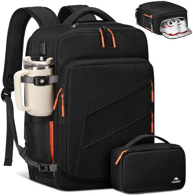 Main image of MATEIN Personal Item Backpack 18x14x8 with Shoe Compartment Detachable, Airline Approved Carry On Backpack for Travel with Electronics Case, Lightweight Luggage Bag for Spirit Airlines Fits 17" Laptop