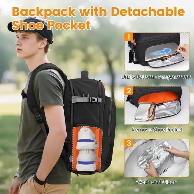 Alt view image 4 of 5 - MATEIN Personal Item Backpack 18x14x8 with Shoe Compartment Detachable, Airline Approved Carry On Backpack for Travel with Electronics Case, Lightweight Luggage Bag for Spirit Airlines Fits 17" Laptop