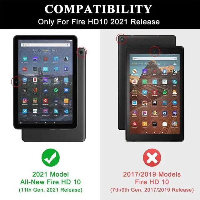 Alt view image 2 of 5 - Soke Case for All-New Amazon Fire HD 10 & 10 Plus Tablet (Only Compatible with 11th Generation, 2021 Release) Premium Folio Stand Cover with Auto Wake/Sleep for 10.1 Inch Tablet, Purple