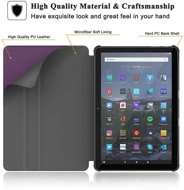 Alt view image 3 of 5 - Soke Case for All-New Amazon Fire HD 10 & 10 Plus Tablet (Only Compatible with 11th Generation, 2021 Release) Premium Folio Stand Cover with Auto Wake/Sleep for 10.1 Inch Tablet, Purple