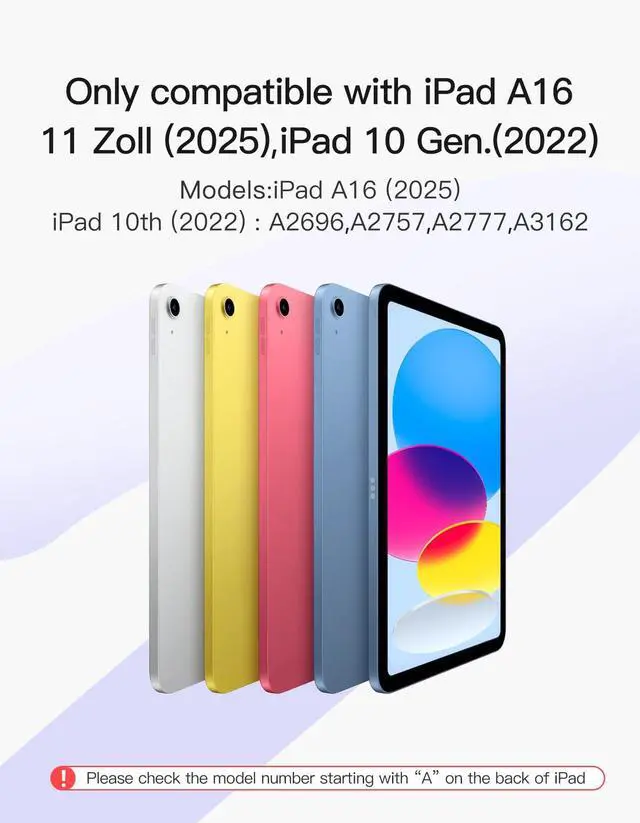 Alt view image 2 of 5 - Inateck iPad 11th/10th Generation Case with Keyboard, Detachable Keyboard Case with 7-Color Backlight and Touchpad for iPad 10th(10.9"),ipad 11th Generation(2025 A16), KB04112 Gray