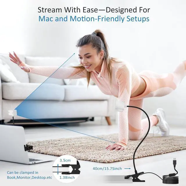 Alt view image 3 of 5 - Majiphi Webcam 1080P for PC, Eye Contact Webcam for Desktop Computer (White)