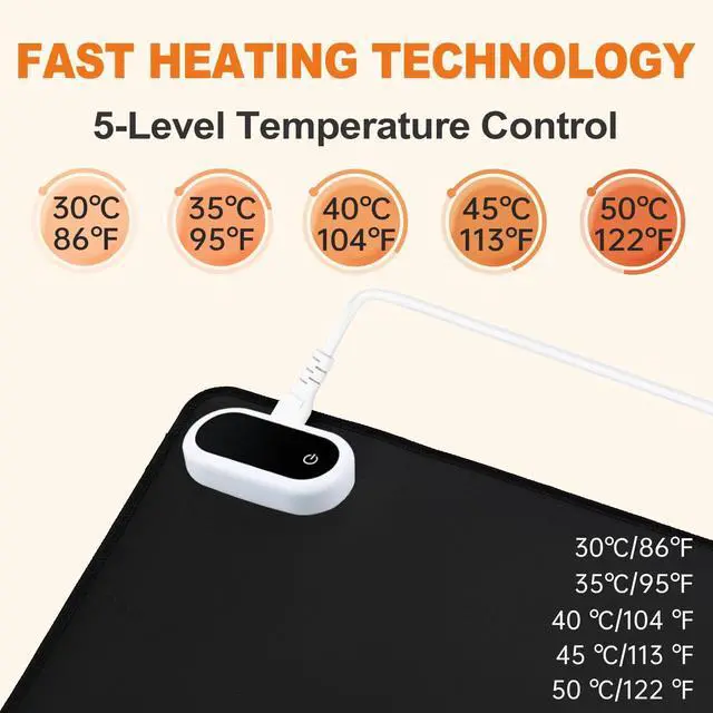 Alt view image 3 of 5 - Heated Desk Pad, Heated Mouse Pad- 31.5 x 13 inch, Heated Desk Mat, Desk Warmer with 5 Heat Levels & Auto Shut-Off - Ideal for Office and Home