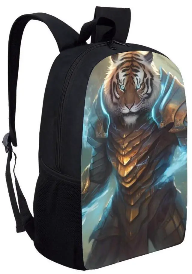 Alt view image 3 of 5 - Modysero Large Capacity 17 Inch Boys Backpack Cool Tiger Print School Bag with Two Side Pocket Durable Lightweight Kids Backpack for School Work Camping Adjustable Strap Laptop Backpack
