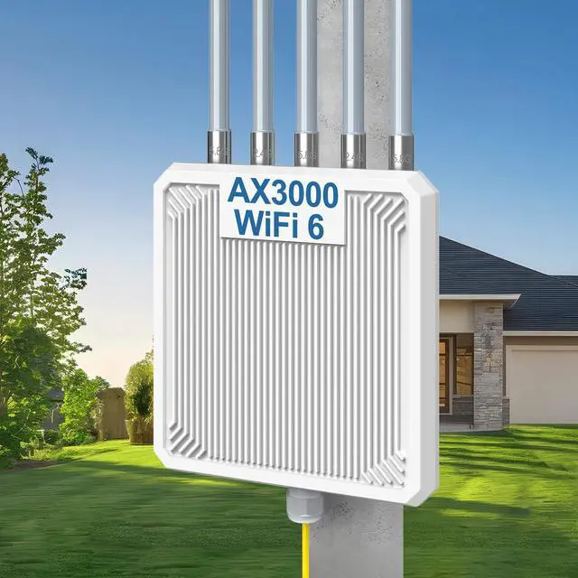 Main image of AX3000 WiFi 6 Outdoor Extender Long Range, IP67 Waterproof Wireless Access Point Signal Booster, VunLink 5G+2.4G Dual-Band WiFi Repeater, 5×8dBi Antennas, Mesh Mode, for Starlink, Yard, Farm, RV.