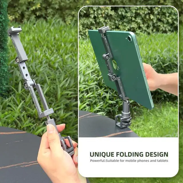 Alt view image 5 of 5 - ARNARKOK Phone Tablet Holder for Kitchen Cabinet/Desk/Table/Rod,Compatible with 3.5~10" iPhone/Smartphone/Ipad/Tablet Mount,360°Adjustable Aluminum Alloy Arm Clip Mount