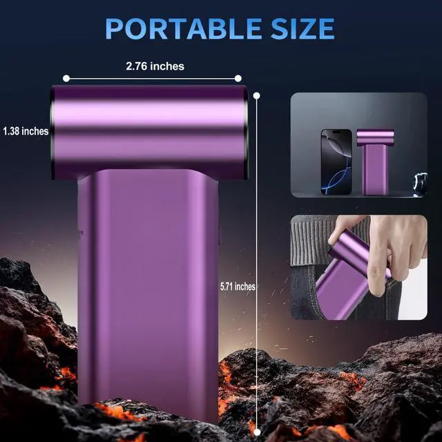 Alt view image 2 of 5 - 3 in 1 Compressed Air Duster, 180000RPM Electric Vacuum Cleaner, Aluminum Brushless Motor Dust Air Blower with LED Flashlight, Suitable for Car, Computer, Keyboard, Home & Outdoor Cleaning (Purple)