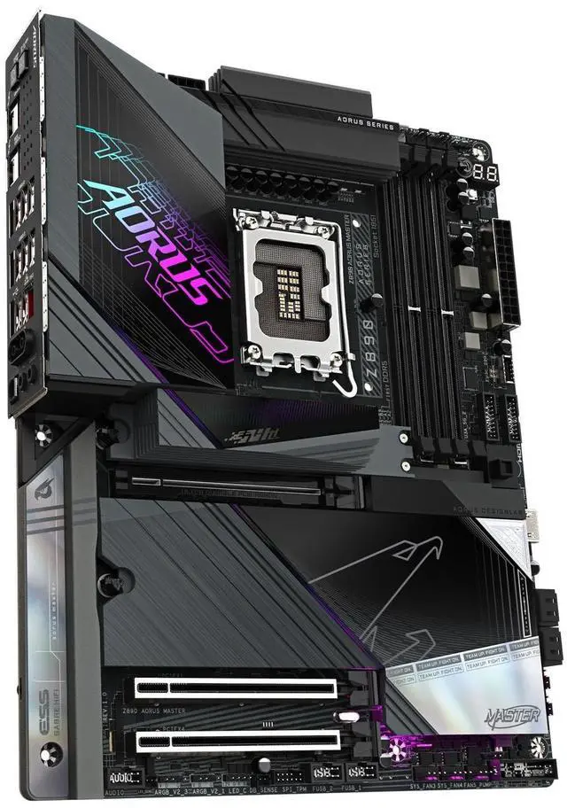 Alt view image 3 of 5 - GIGABYTE Z890 AORUS Master Intel Core Ultra (Series 2) LGA 1851 Motherboard, ATX, DDR5, 5X M.2, PCIe 5.0, Thunderbolt 4, WIFI7, 10GbE LAN, EZ-Latch
