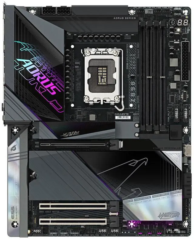Alt view image 2 of 5 - GIGABYTE Z890 AORUS Master Intel Core Ultra (Series 2) LGA 1851 Motherboard, ATX, DDR5, 5X M.2, PCIe 5.0, Thunderbolt 4, WIFI7, 10GbE LAN, EZ-Latch