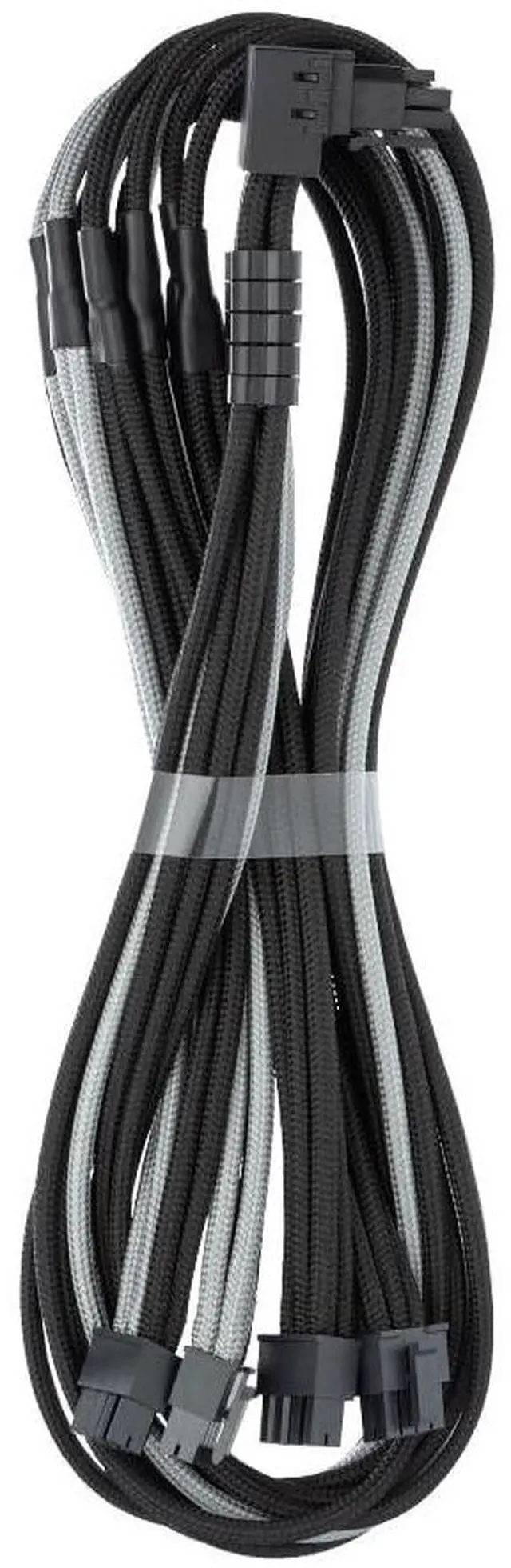 Main image of CableMod C-Series Pro ModFlex Sleeved 12V-2x6 12VHPWR 90 StealthSense PCIe Cable for Corsair Type 5 RMX Shift - Variant B (Black + Silver, 90 16-pin to Quad 8-pin, 65cm)