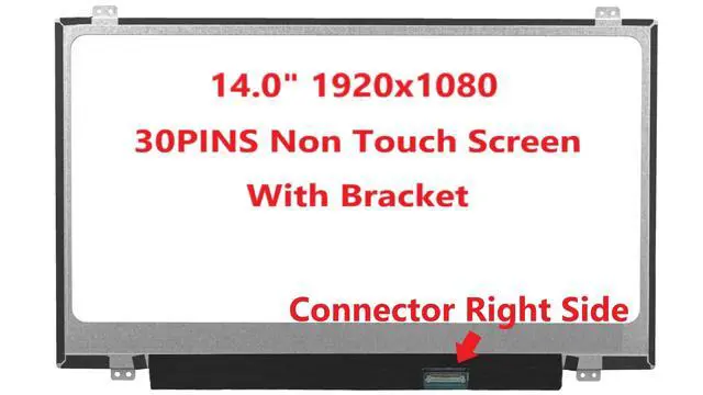 Alt view image 3 of 5 - FULLCOM New LCD Replacement Screen FHD 1920x1080 (Non Touch) 14.0 Inch B140HTN01.2 (with Brackets) 30 Pin Matte for HP Elitebook Folio 1040 G3 for Laptop/Display/Screen/LCD Application