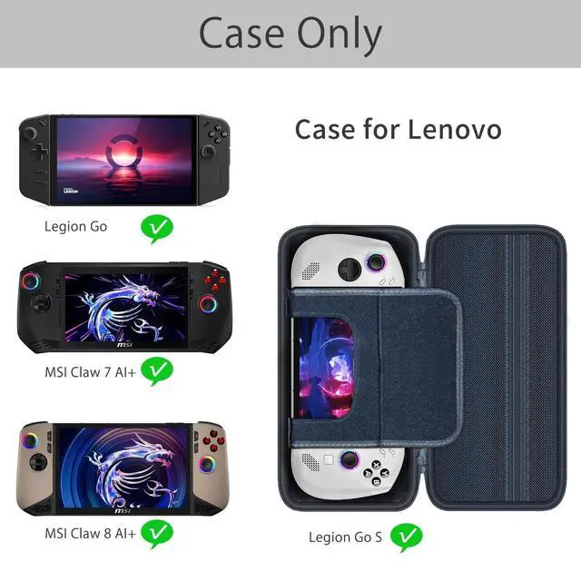 Alt view image 2 of 5 - Wanaiha Hard Case for MSI Claw 8 AI+ / Lenovo Legion Go S Gaming Console, Black, Compatible with MSI Claw 8 AI+, Lenovo Legion Go S, EVA Shell, Zipper Closure, Hand Strap Handle