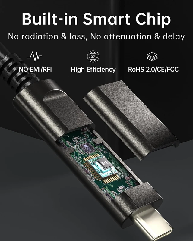Alt view image 5 of 5 - huaham USB A to USB C Fiber Optic Cable 100 FT, 10Gbps USB 3.2 Gen2 Active Cable with Germany SiliconLine Chip, Ultra Slim & Long Distance for Logitech 4K Camera,VR/AR,Video Conference