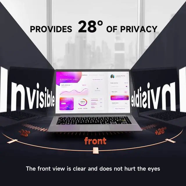 Alt view image 3 of 5 - Laptop Privacy Screen 15.6 Inch Compatible with HP/ Dell/ Acer/ Samsung/Asus/ Lenovo/Toshiba, Removable 16:10 Aspect Privacy Filter Screen Protector for 15.6 Inch Laptop, Anti Gla