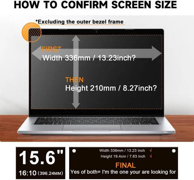 Alt view image 5 of 5 - Laptop Privacy Screen 15.6 Inch Compatible with HP/ Dell/ Acer/ Samsung/Asus/ Lenovo/Toshiba, Removable 16:10 Aspect Privacy Filter Screen Protector for 15.6 Inch Laptop, Anti Gla