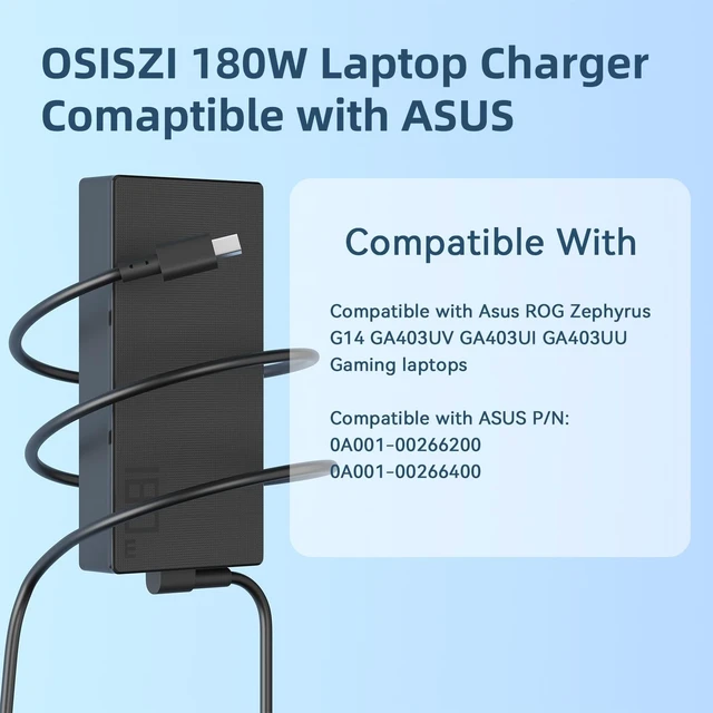 Alt view image 5 of 5 - OSISZI 180W Rectangle Charger Compatible with ASUS ROG Zephyrus G14