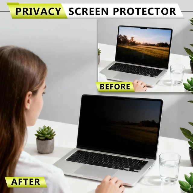 Alt view image 5 of 5 - For 15.6 Laptop Privacy Screen Protectors 16:9 - With camera cover.