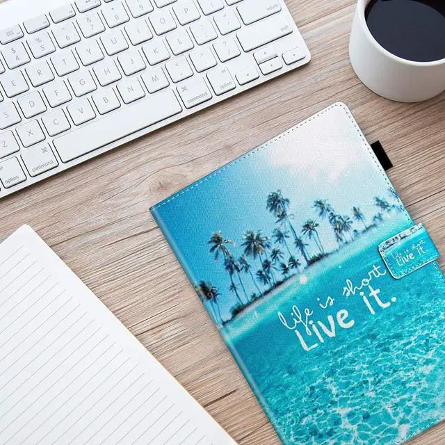 Alt view image 3 of 5 - MonsDirect Case for Kindle Fire HD 10 & Fire HD 10 Plus Tablet 13th/11th Generation 2023 2021 Release, Smart Auto Wake Sleep Folio Case Stand Protective Cover with Card Slots, Beach